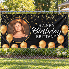 Custom Black & Gold Birthday Banner
