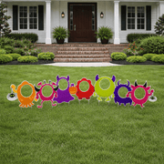 Cute Halloween Monsters Photo Prop Cut Out Yard Cards – Monster Stand-In Yard Decorations with H-Frame Stakes