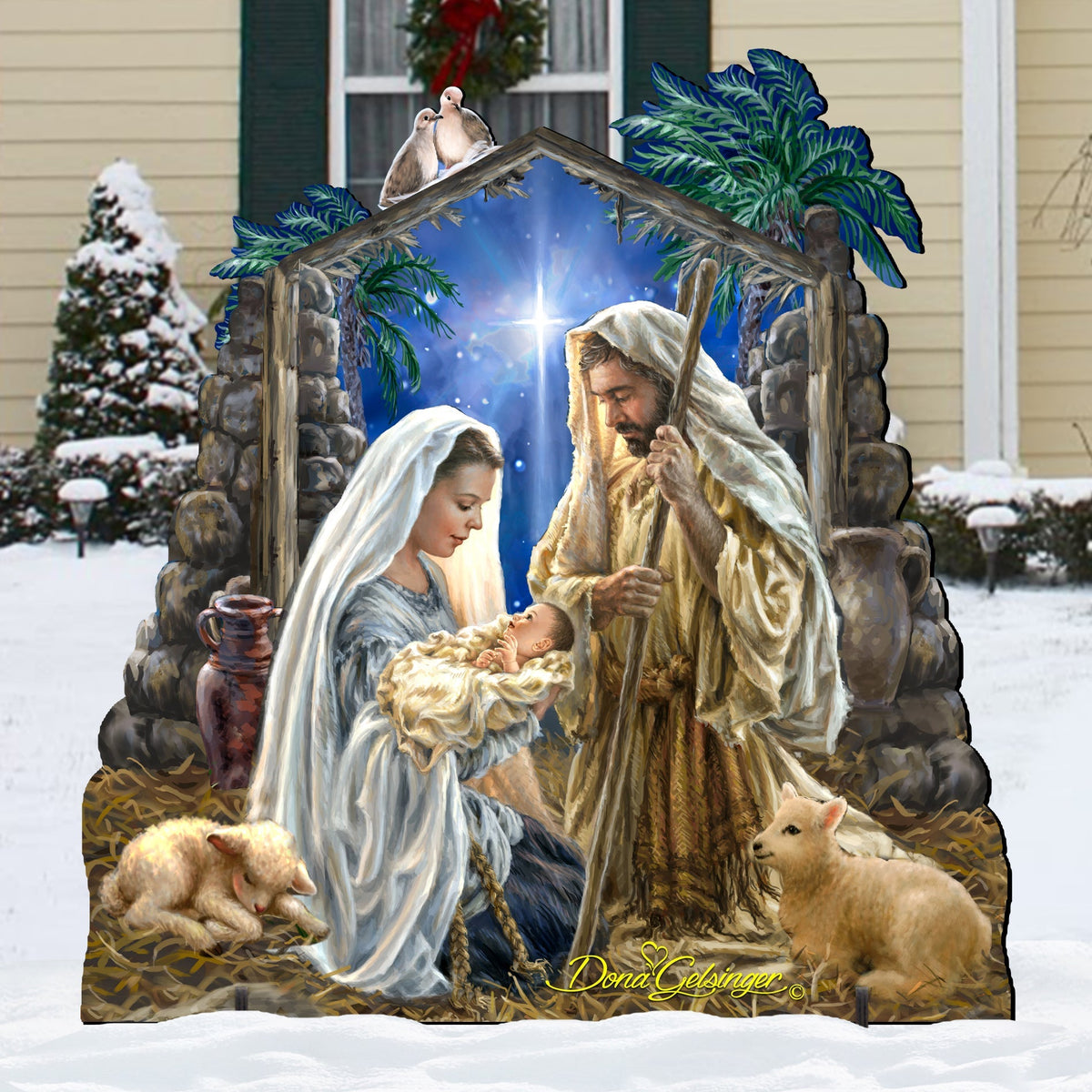 Glory to God Nativity 32" and 48" Tall Outdoor Decor - Nativity Holiday Decor Handcrafted Outdoor Decor