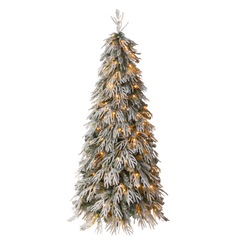 Snowy Cascading Christmas Trees 3-Piece Set with Flocked Hinged Branches - White