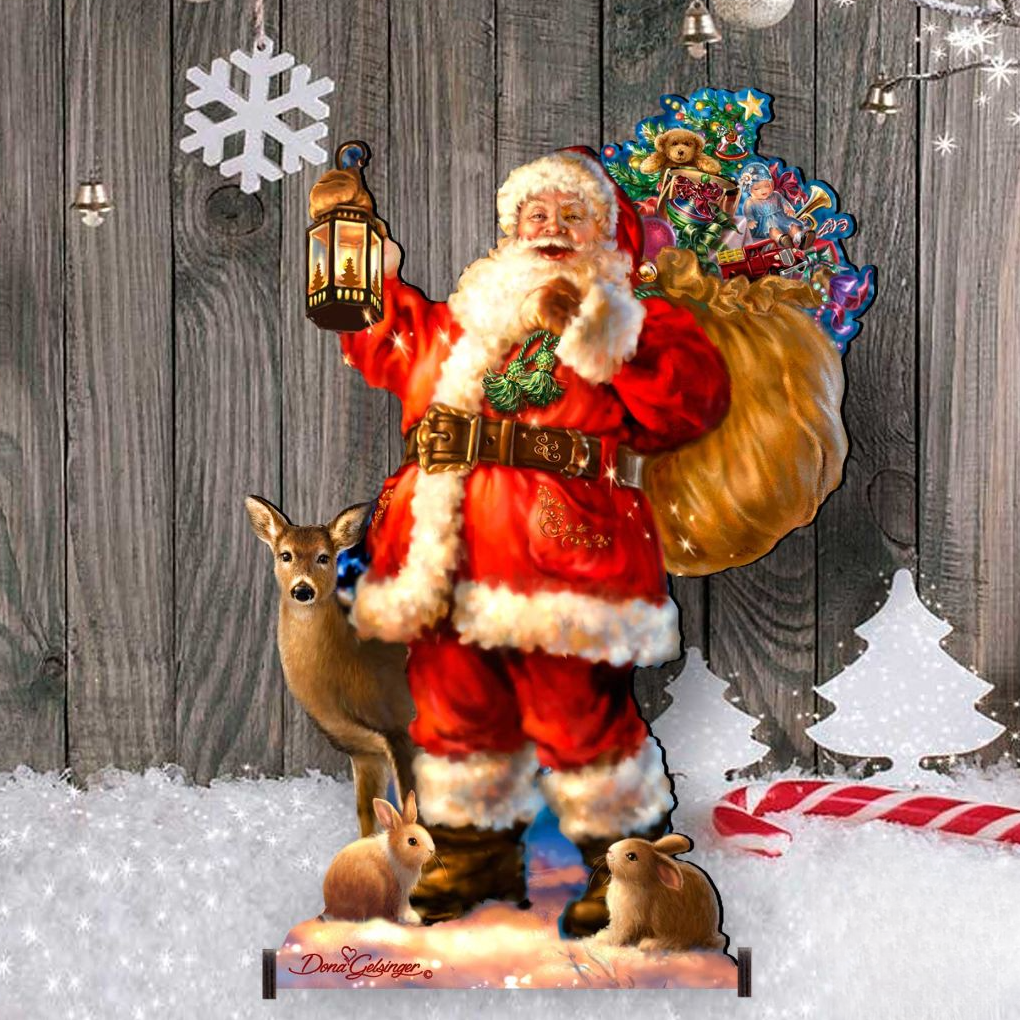 Woodland Santa Christmas Outdoor Decor - Christmas Santa Snowman Decor