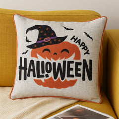 Embroidered Halloween Pumpkin Accent Pillow