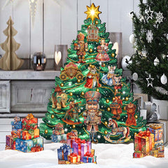 Nutcracker-Themed Christmas Tree Set Outdoor Indoor Décor Wooden Christmas Decoration by G. Debrekht Christmas Décor - 8191501F-G