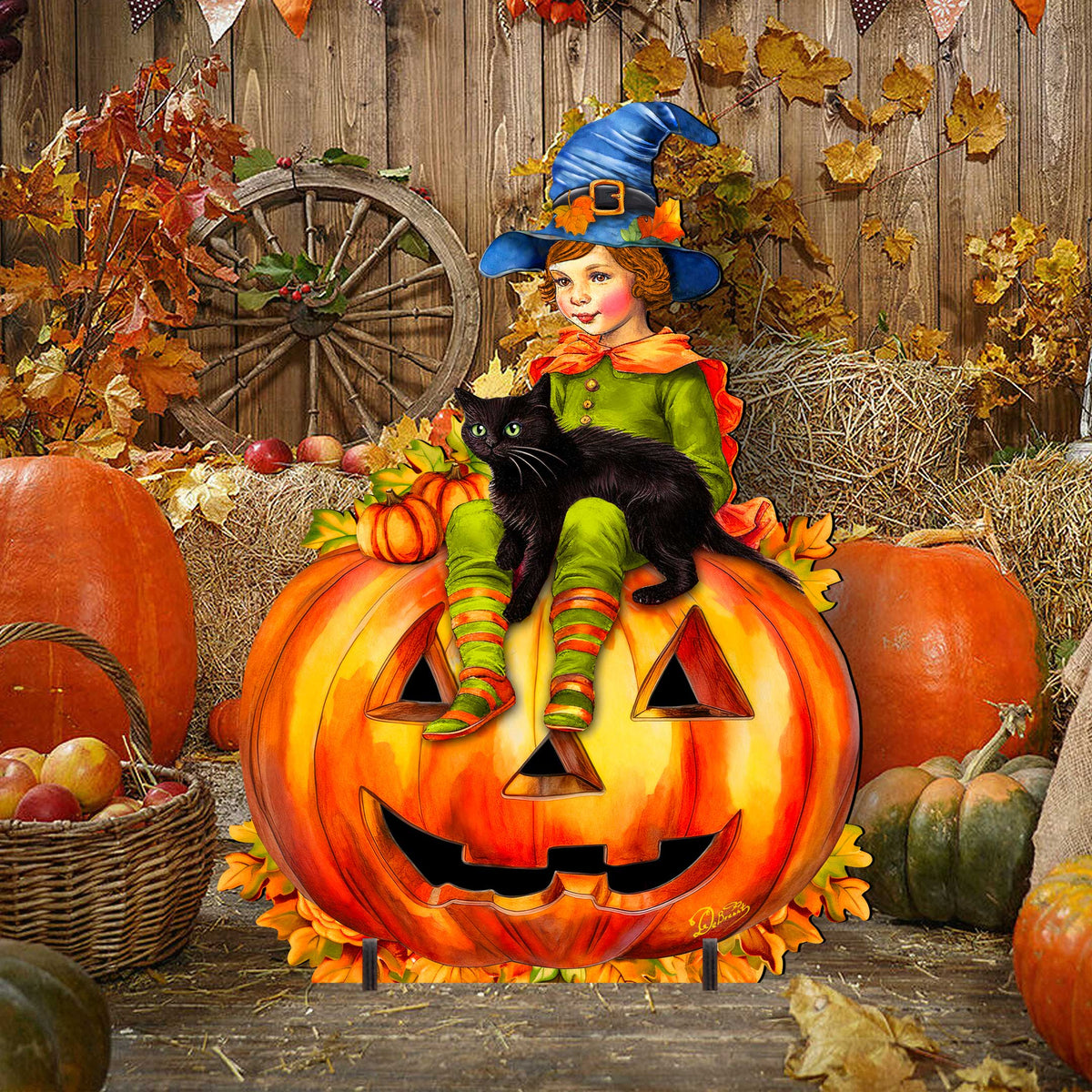 Boy on Pumpkin Freestanding Decor - Halloween Yard Decor by G. Debrekht - Halloween Decor