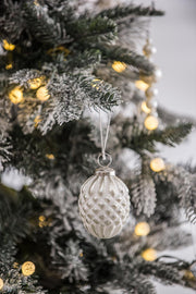 Glass Decorative Hanging Ball Christmas Tree Ornaments - White (Set of 12)