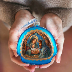 Holy Family Rainbow Glass Ornament by G. Debrekht - Nativity Holiday Decor - 756-017