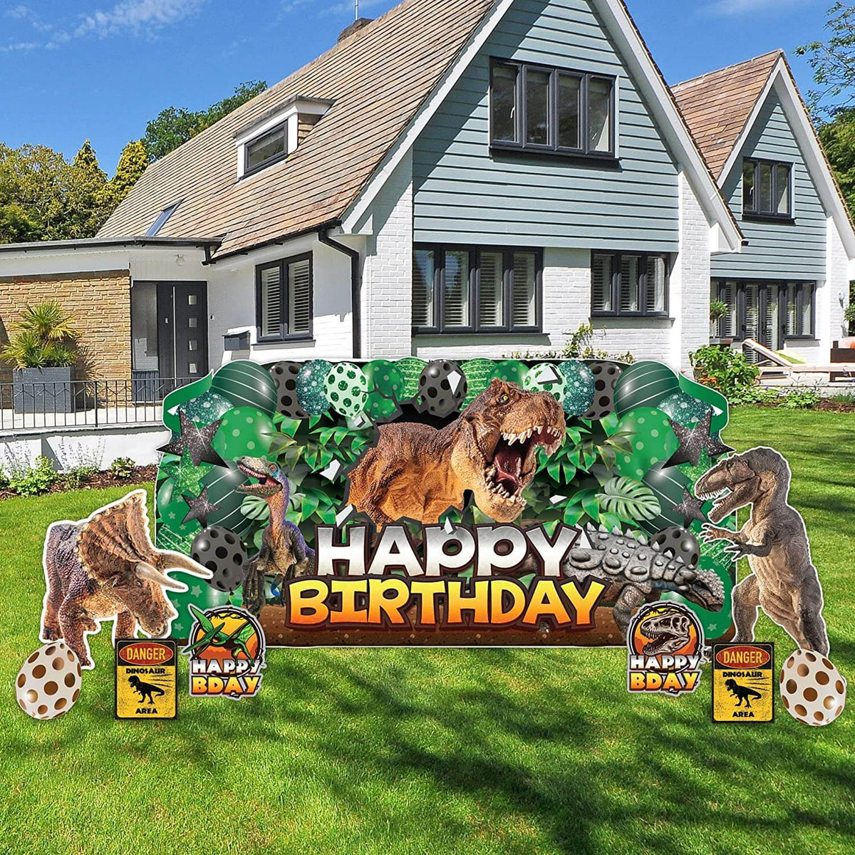 Dinosaur Birthday Oversized EZ Yard Card Sign 9 pc set