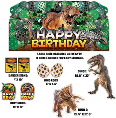 Dinosaur Birthday Oversized EZ Yard Card Sign 9 pc set