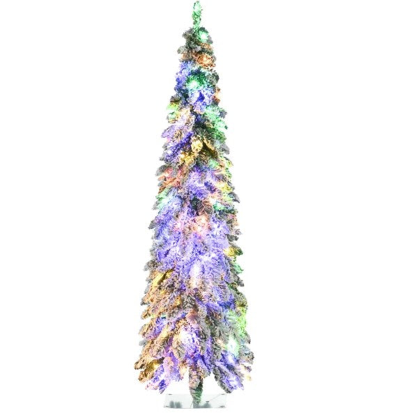 Downswept Shape Christmas Trees,Artificial Slim Christmas Trees,with Snow Frosted Branches, Warm