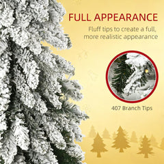 Downswept Shape Christmas Trees,Artificial Slim Christmas Trees,with Snow Frosted Branches, Warm