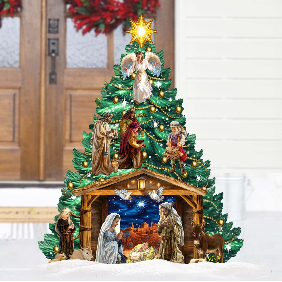 Nativity-Themed Christmas Tree Outdoor Indoor Decor Wooden Christmas Decoration Christmas Decor