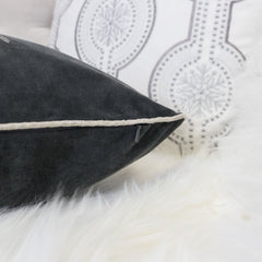 Gray Velvet Holiday Throw Pillow with Insert - Gray