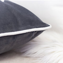 Nneka Let It Snow Lumbar Pillow with Embroidered Snowflakes - Gray, White, or Ivory White