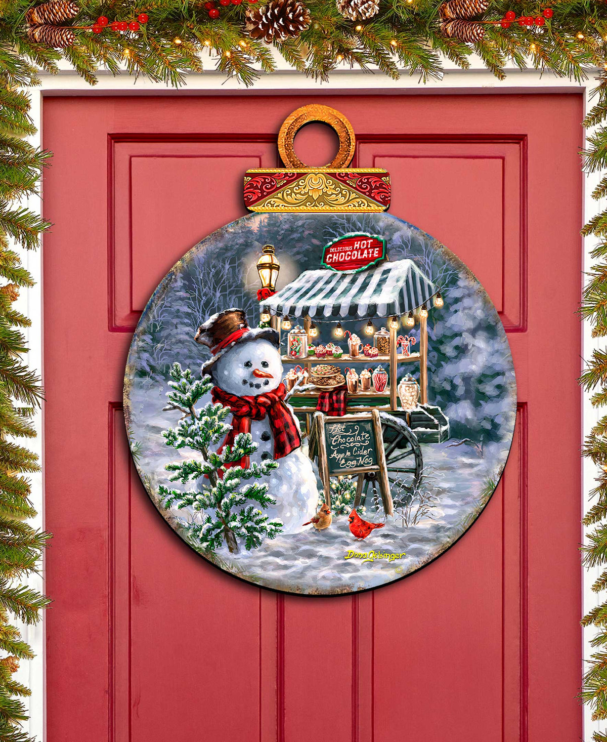 Hot Chocolate Stand - Frosty Fun Holiday Door Decor by D. Gelsinger - Christmas Santa Snowman Decor - 8611087H-DG