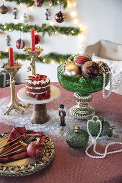 Decorative Glass Christmas Ball Ornaments Set with Hanging String – Gold or Red
