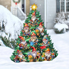 Gnomes-Themed Christmas Tree Outdoor Indoor Decor Wooden Christmas Decoration by G. Debrekht Christmas Decor - 8191512F