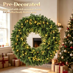 36-Inch Pre-Lit Crestwood Spruce Artificial Christmas Wreath with LED Lights - Green
