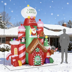 10ft Christmas Inflatables Candy Castle with LED Lights - Multicolor