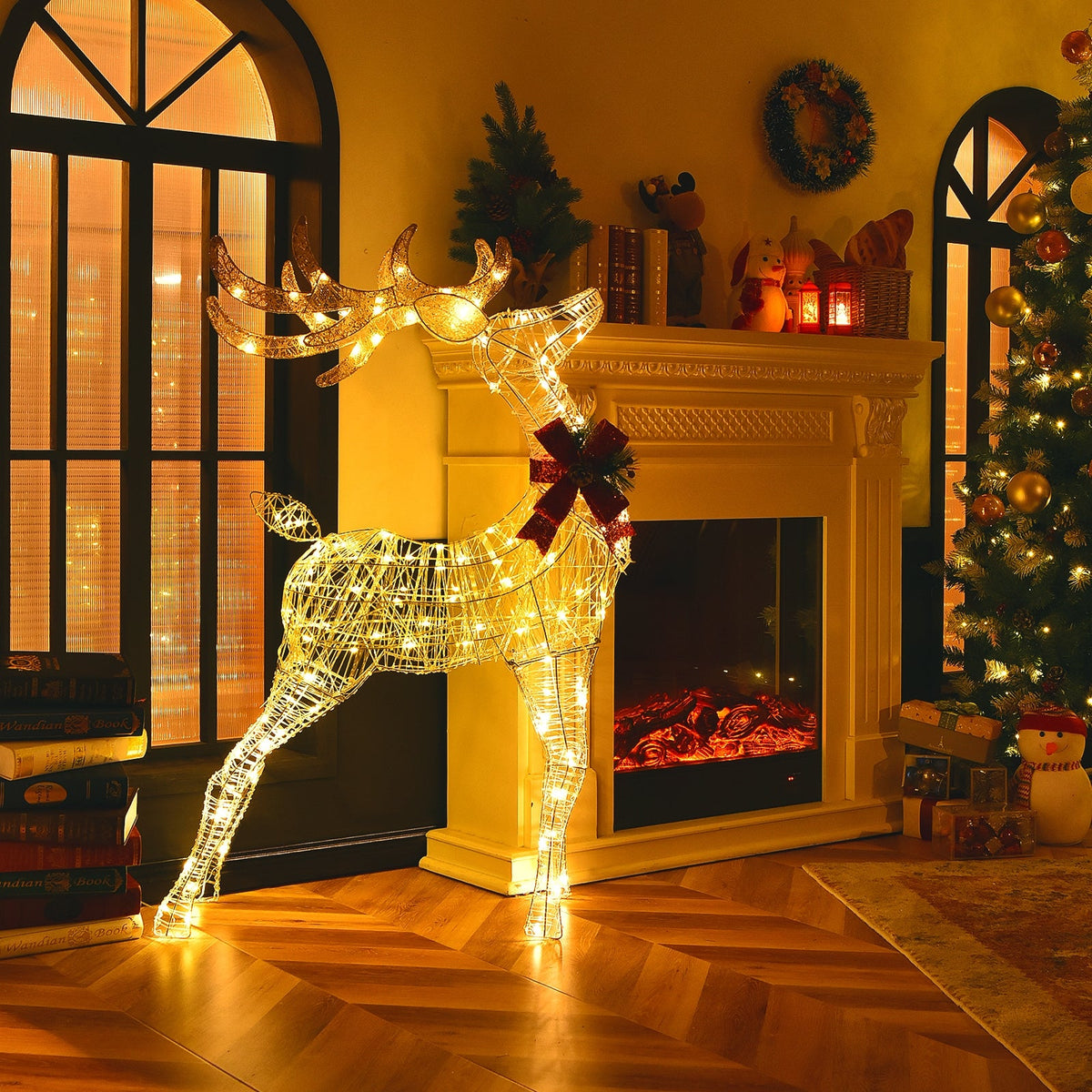 Lighted Standing Reindeer with Stakes for Christmas Decoration