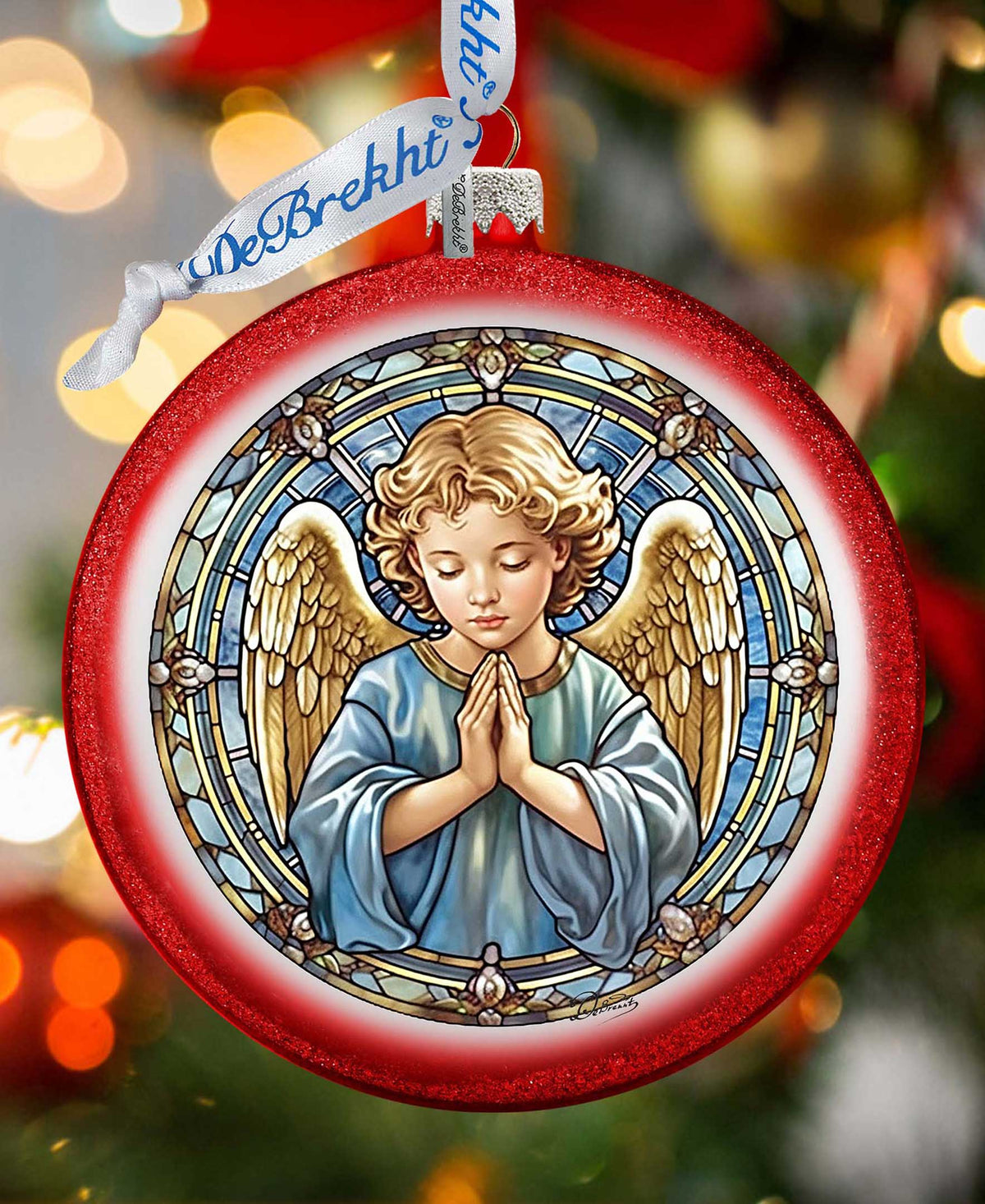 Little Angel Ball Glass Ornament by G. Debrekht - Nativity Holiday Decor - 73565C