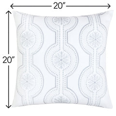 Holiday Throw Pillow with Snowflake Embroidery - 20x20 Inch