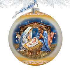 From Stable to Savior Lg Glass Ornament by G.Debrekht - Nativity Holiday Decor - 73956G