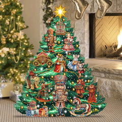 Nutcracker-Themed Christmas Tree Outdoor Indoor Decor Wooden Christmas Decoration by G. Debrekht Christmas Decor - 8191501F