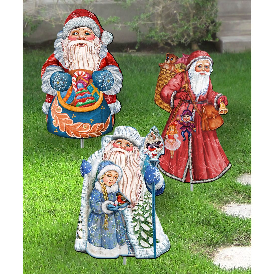 Christmas Outdoor Walkway Outdoor Garden Decor Set of 3 by G. DeBrekht - Christmas Decor