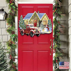 Christmas Light Lane with Truck Door Decor - Christmas Santa Snowman Decor