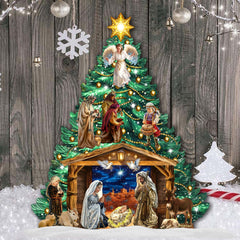 Nativity-Themed Christmas Tree Outdoor Indoor Decor Wooden Christmas Decoration by D. Gelsinger Christmas Decor - 8191503F-DG