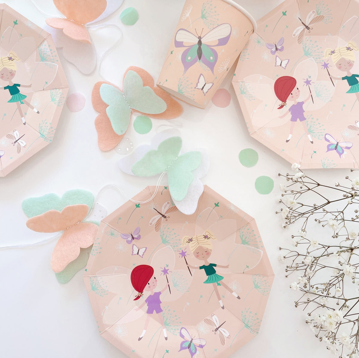 Pastel Fairy Small Plates 7" (Set of 8) – Fairy Garden Birthday Party Supplies