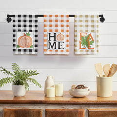 VHC Fall Harvest Kitchen Towel Set of 3 | Pumpkin, Home & Fall Buffalo Check Tea Towels