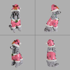 Christmas Poodle Statue with Festive Santa Outfit - Multicolor