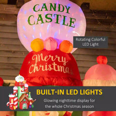 10ft Christmas Inflatables Candy Castle with LED Lights - Multicolor