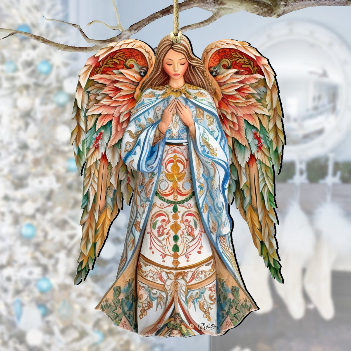 Elegant Angel of Hope Wooden Ornaments by G. DeBrekht Nativity Holiday Decor