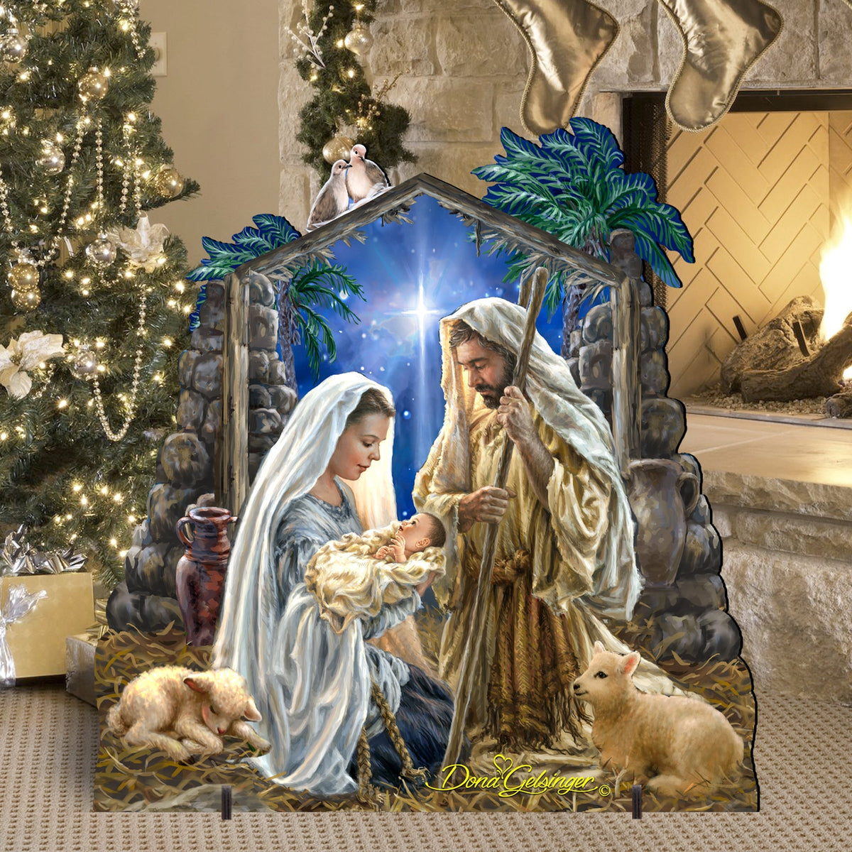 Glory to God Nativity 32" and 48" Tall Outdoor Decor - Nativity Holiday Decor Handcrafted Outdoor Decor