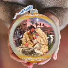 A Miracle Is Born in Gold Lg Glass Ornament by D. Gelsinger - Nativity Holiday Decor - 73952G