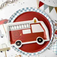 Firetruck Shaped Paper Party Plate (12pcs)