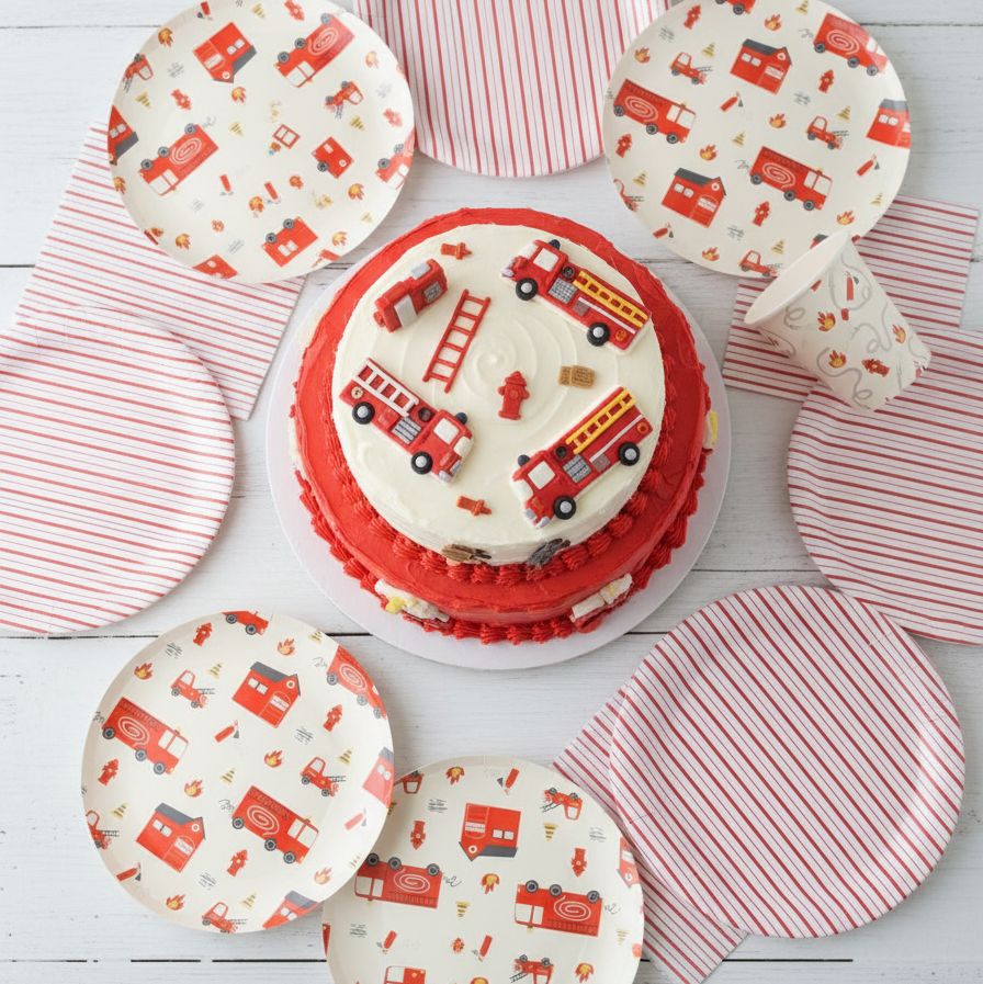 Firetruck Dessert Plates 8" (8 Pack)