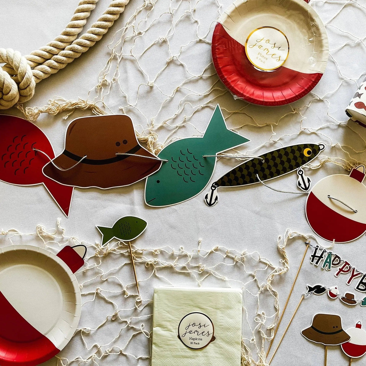 Fishing Small Disposable Paper Napkins (16pcs)