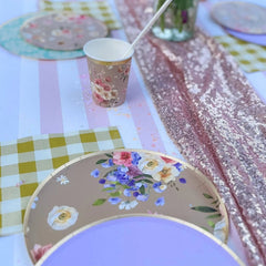 Floral Beige Cups (8pcs)