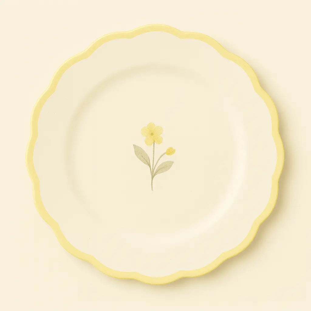 Floral Yellow Dessert Plates S16