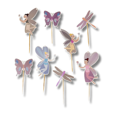 Garden Fairy & Dragonfly Birthday Cupcake Topper (8pcs)