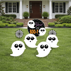 Ghoul or Boo-y Gender Reveal Yard Decorations – 7-Piece Halloween Baby Gender Reveal Yard Sign Set with Stakes
