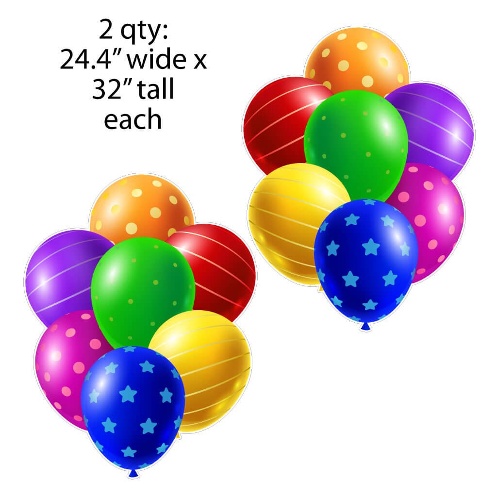 Giant Colorful Balloon Clusters Yard Card Back Fillers