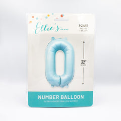 Pastel Blue Number Balloon | 32" Giant Foil | Numbers 0-9