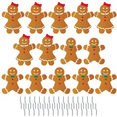 Gingerbread People Pathway Markers Christmas Yard Cards 16 piece set