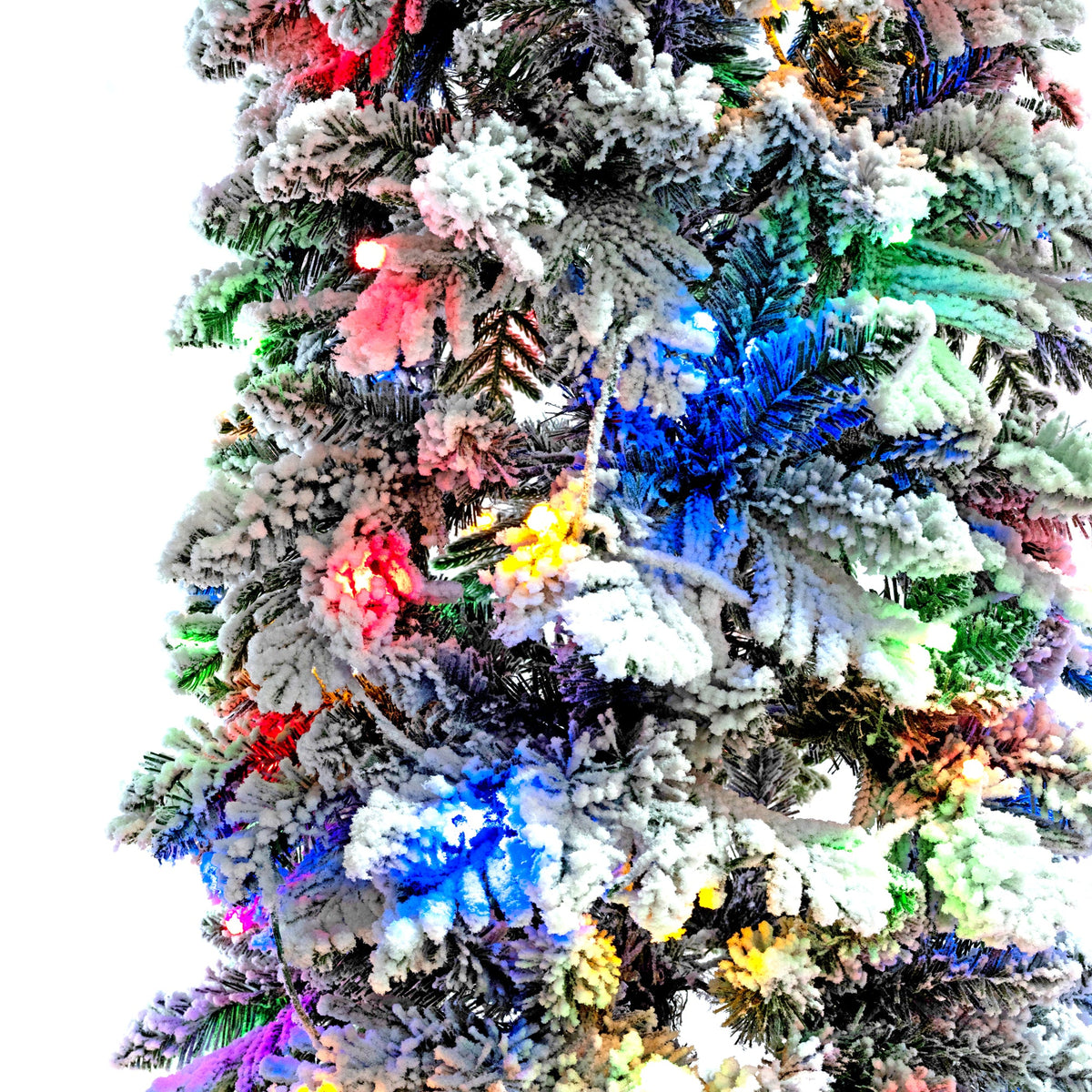 5-Piece Pre-Lit Pencil Christmas Tree Set, 4ft/6ft/8ft, Snow-Flocked, 350 LED Lights