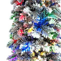 5-Piece Pre-Lit Pencil Christmas Tree Set, 4ft/6ft/8ft, Snow-Flocked, 350 LED Lights