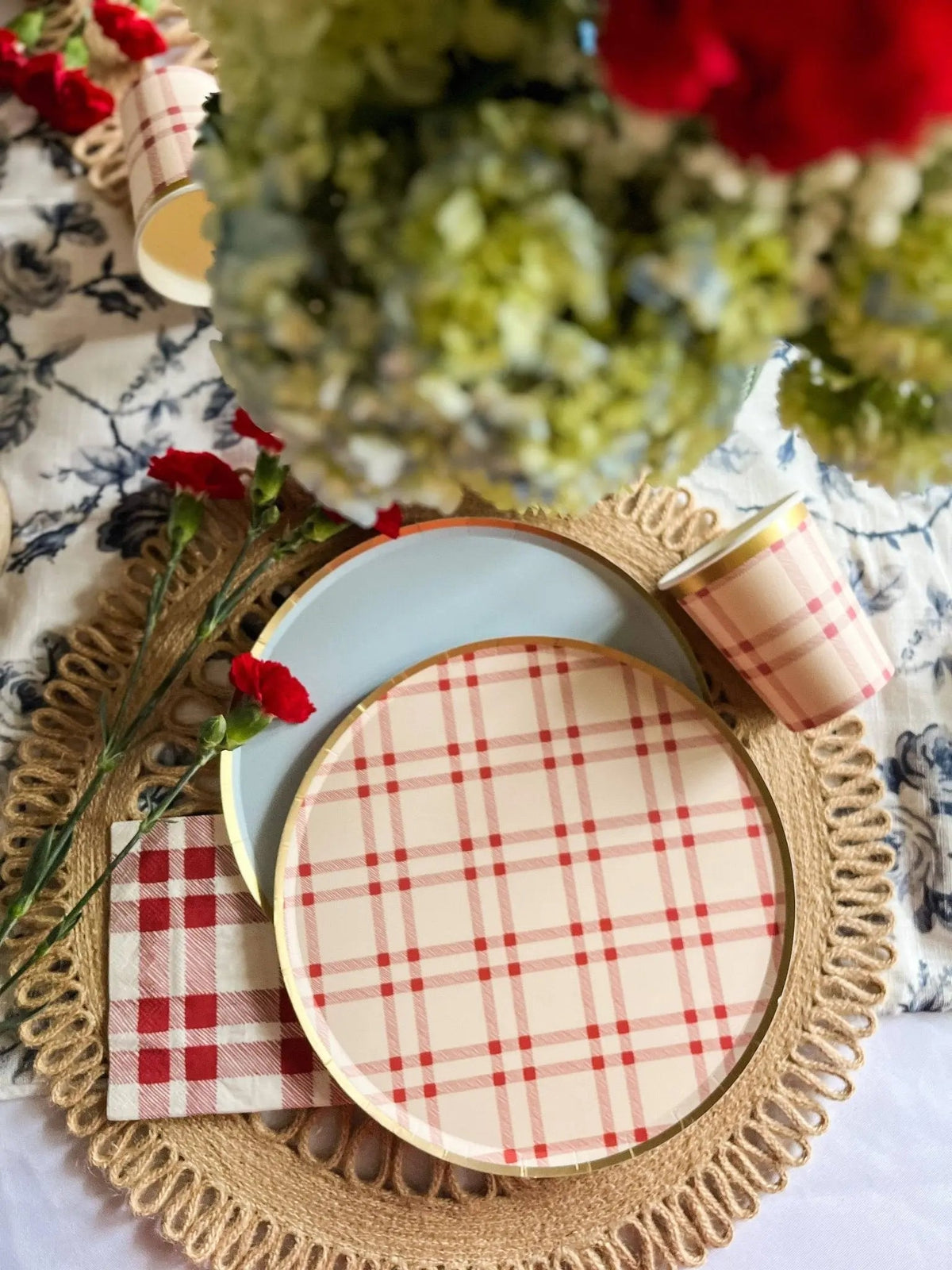 Gold Light Blue Paper Plate (8pcs)